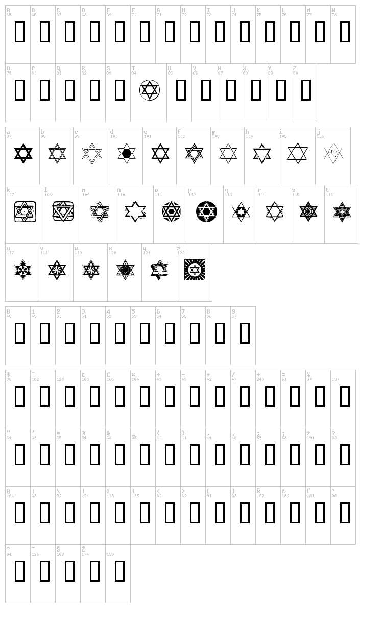 SL Star of David font map